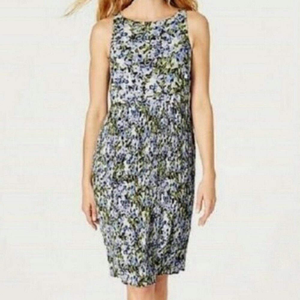 J Jill Sleeveless Pleaded Flower Dress Women's Size XL